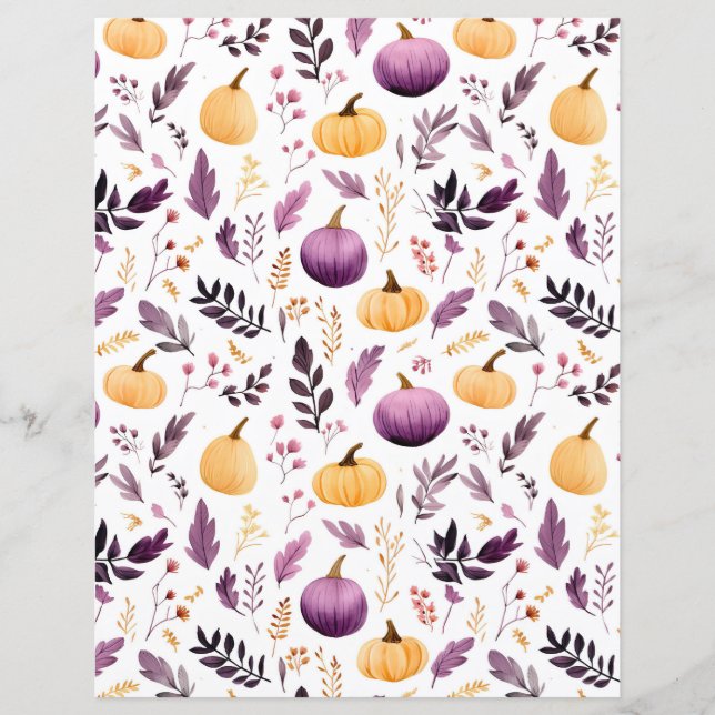 colorful pumpkin fall pattern scrapbook paper (Front)