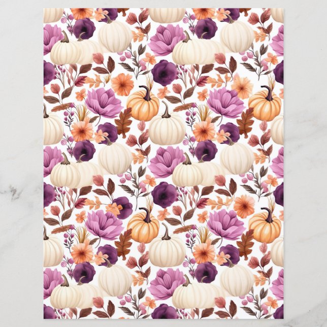 colorful pumpkin fall pattern scrapbook paper (Front)