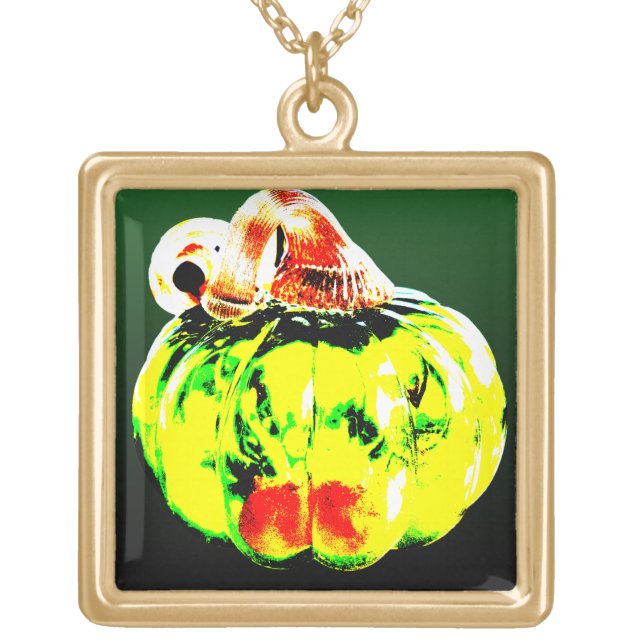 Colorful Pumpkin  Gold Plated Necklace (Front)