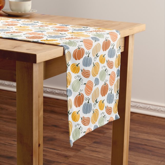Colorful Pumpkin Gourd Pattern Short Table Runner (In Situ)
