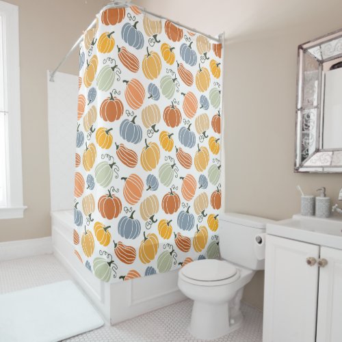 Colorful Pumpkin Gourd Pattern Shower Curtain