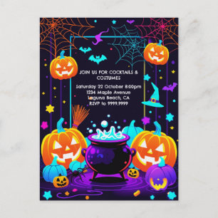 Colorful Pumpkin Halloween Holiday Postcard