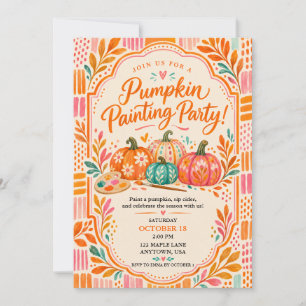 Colorful Pumpkin Painting Fall Party Invitation
