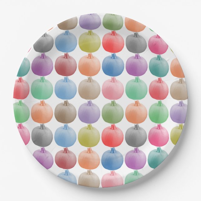 Colorful pumpkin pattern paper plates (Front)