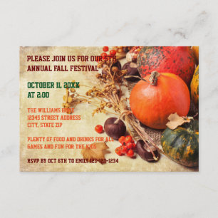 Colorful Pumpkins - 3x5 Thanksgiving Dinner Invite