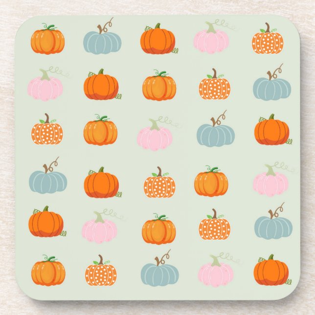 Colorful Pumpkins Beverage Coaster (Front)