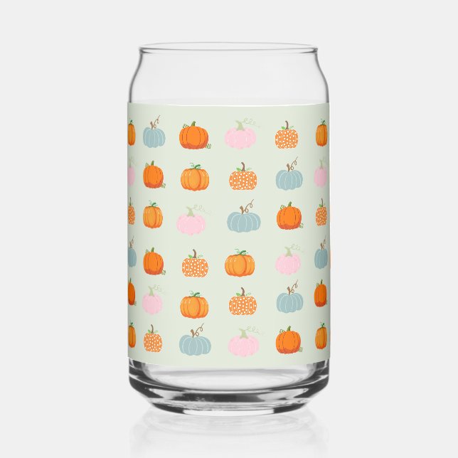 Colorful Pumpkins Can Glass (Front)