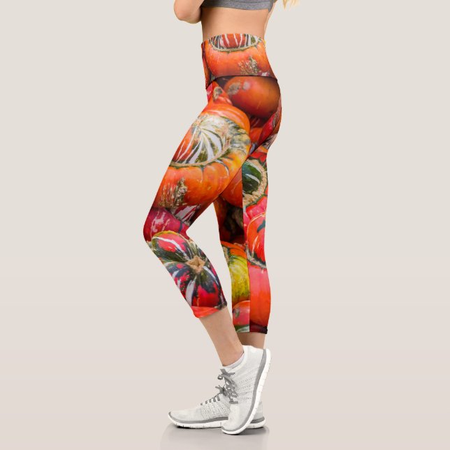 Colorful pumpkins capri leggings (Left)