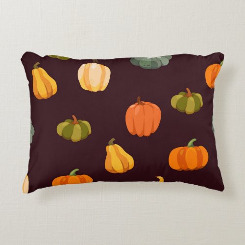 Colorful Pumpkins Dark Autumn Elegance Accent Pillow