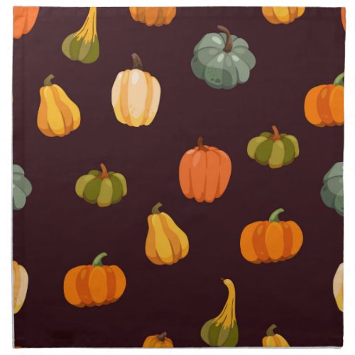 Colorful Pumpkins Dark Autumn Elegance Cloth Napkin