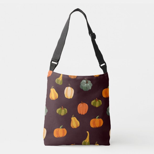 Colorful Pumpkins: Dark Autumn Elegance. Crossbody Bag (Front)
