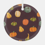 Colorful Pumpkins: Dark Autumn Elegance. Glass Ornament