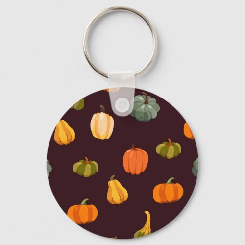 Colorful Pumpkins Dark Autumn Elegance Keychain