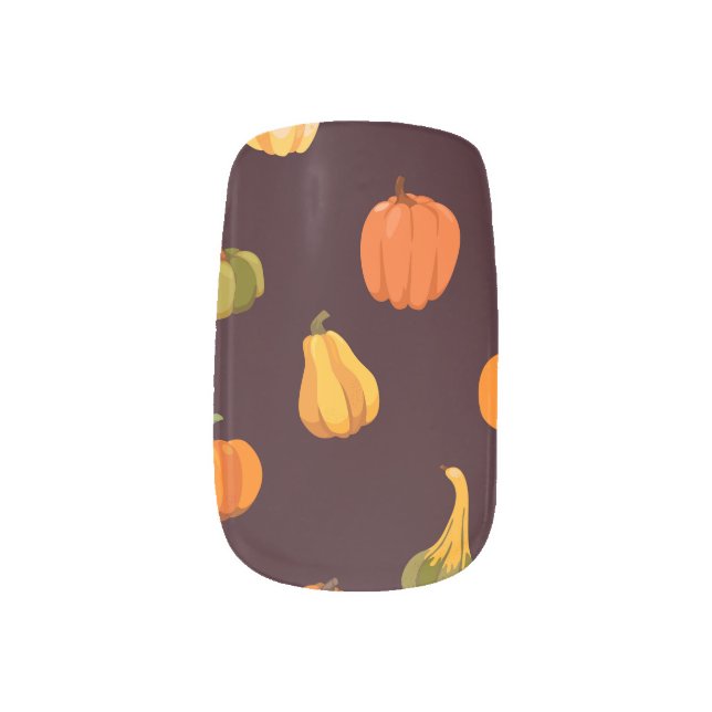 Colorful Pumpkins: Dark Autumn Elegance. Minx Nail Art (Left Thumb)
