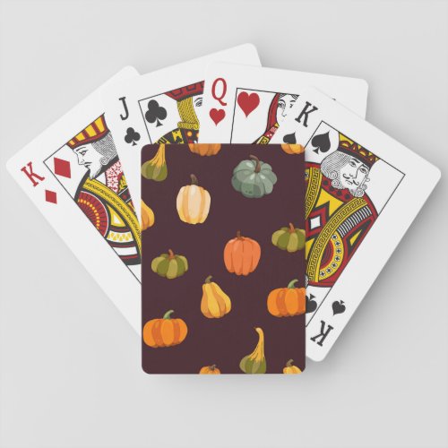 Colorful Pumpkins Dark Autumn Elegance Playing Cards