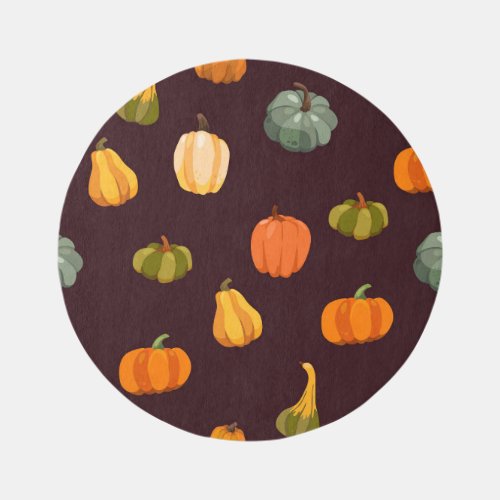 Colorful Pumpkins Dark Autumn Elegance Rug