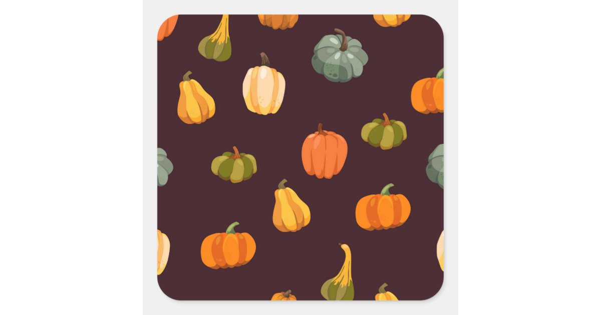 Colorful Pumpkins: Dark Autumn Elegance. Square Sticker | Zazzle