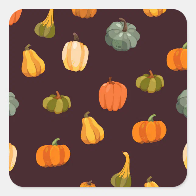 Colorful Pumpkins: Dark Autumn Elegance. Square Sticker | Zazzle