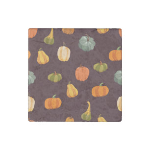 Colorful Pumpkins: Dark Autumn Elegance. Stone Magnet