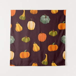 Colorful Pumpkins: Dark Autumn Elegance. Tapestry