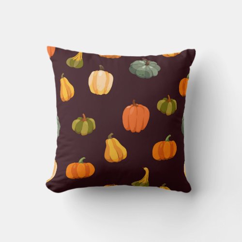 Colorful Pumpkins Dark Autumn Elegance Throw Pillow