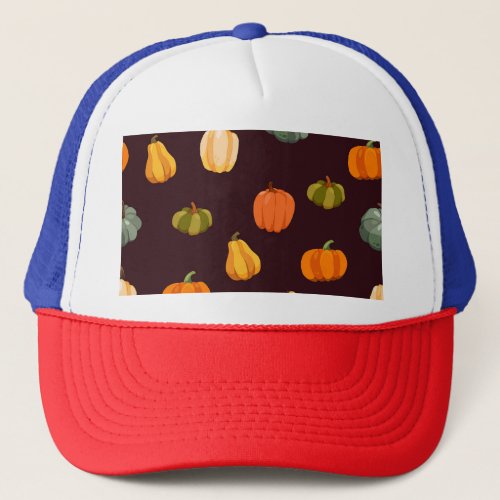 Colorful Pumpkins Dark Autumn Elegance Trucker Hat
