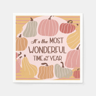 Colorful Pumpkins Fall Autumn Pink Kitchen Napkins