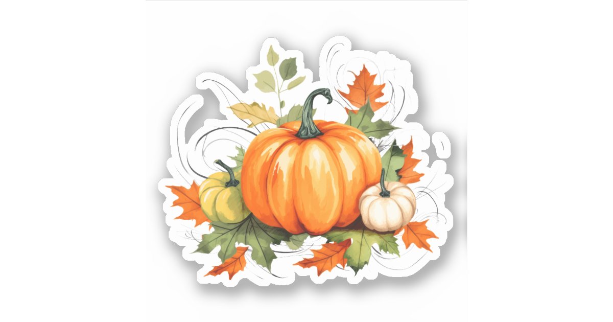 Colorful Pumpkins Fall Sticker | Zazzle
