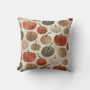 Colorful Pumpkins Fall Throw Pillow