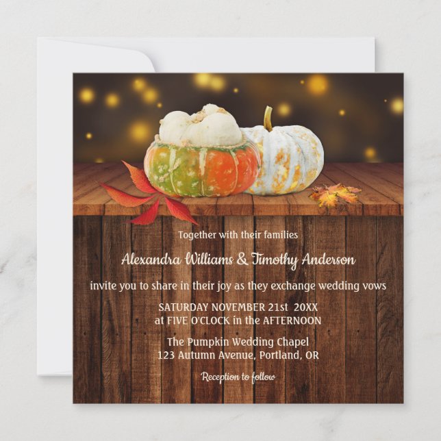 Colorful Pumpkins Fall Wedding Invitation (Front)