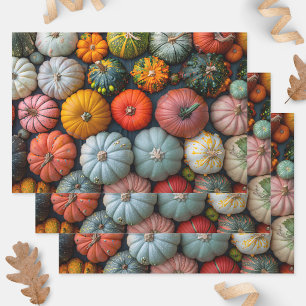 Colorful Pumpkins Gourds and Squash Decoupage Wrapping Paper Sheets