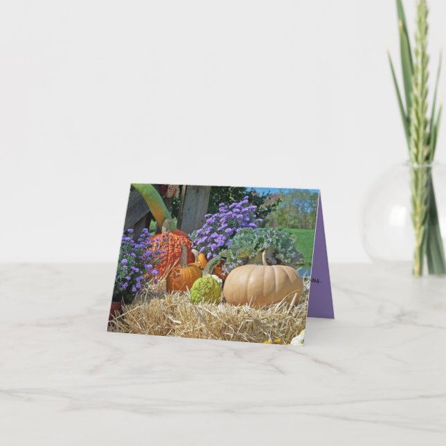Colorful Pumpkins Gourds Flowers Hay Customized Card (Front)