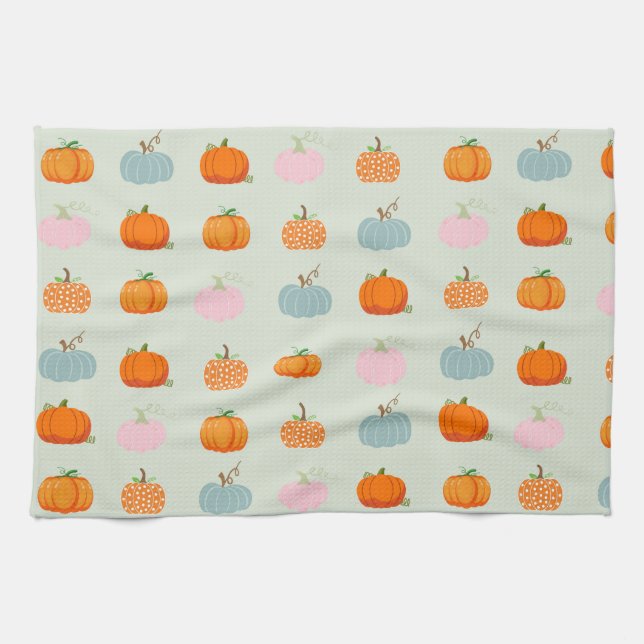 Colorful Pumpkins Kitchen Towel (Horizontal)