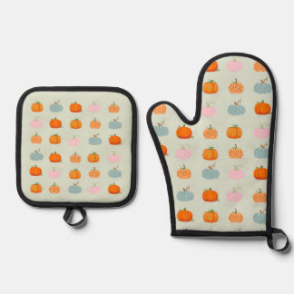 Colorful Pumpkins Oven Mitt & Pot Holder Set