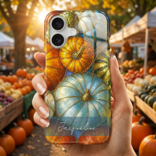 Colorful Pumpkins Stained Glass Art iPhone 17 Case