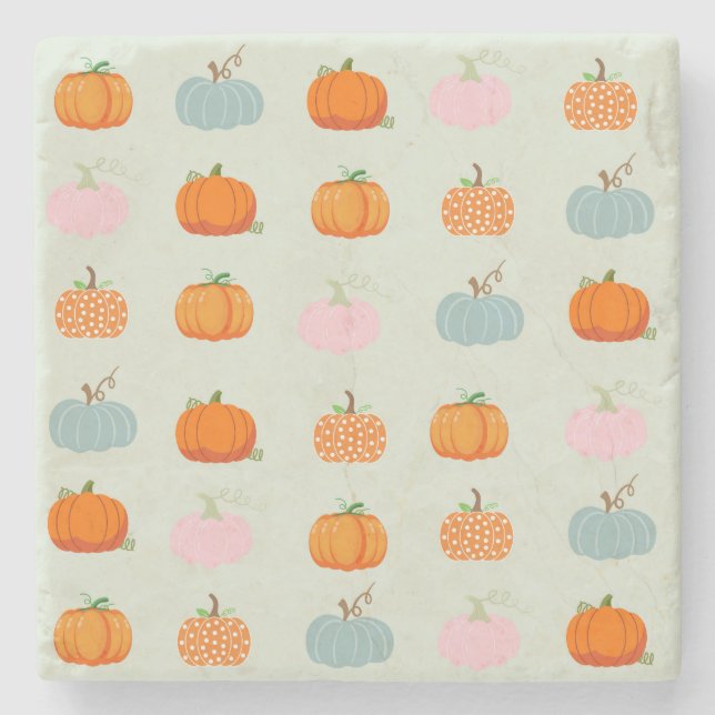 Colorful Pumpkins Stone Coaster (Front)