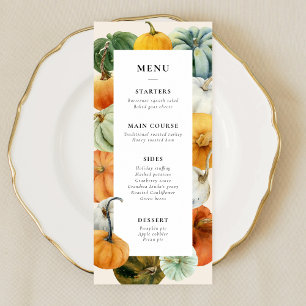 Colorful Pumpkins Thanksgiving Dinner Menu