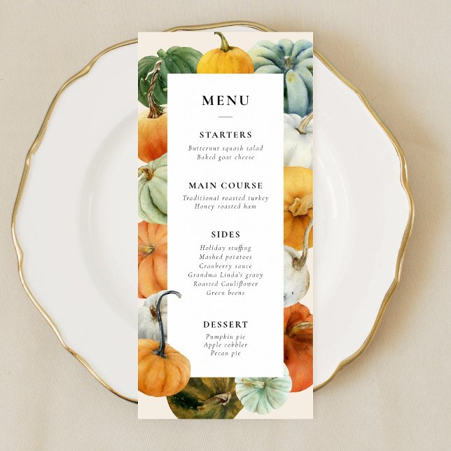 Colorful Pumpkins Thanksgiving Dinner Menu (Creator Uploaded)