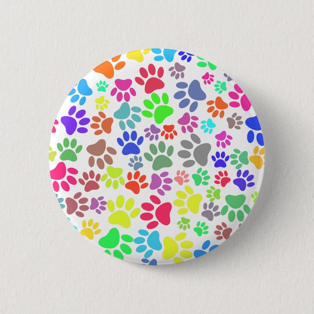 Colorful Puppy Paw Pattern Button (Front)