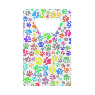 Colorful Puppy Paw Pattern Credit Card Bottle Opener