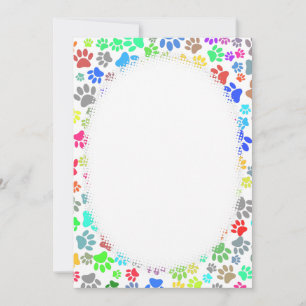 Colorful Puppy Paw Pattern Invitation