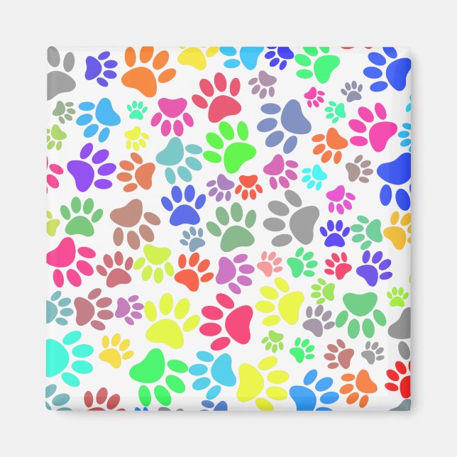 Colorful Puppy Paw Pattern Magnet (Front)