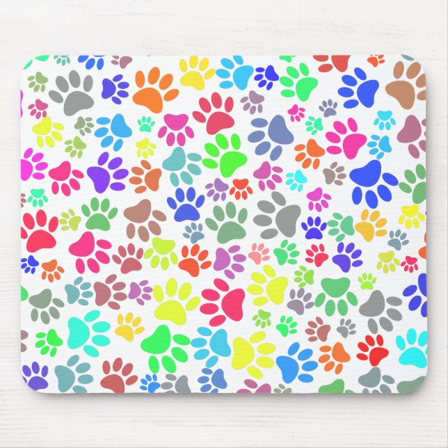 Colorful Puppy Paw Pattern Mouse Pad (Front)
