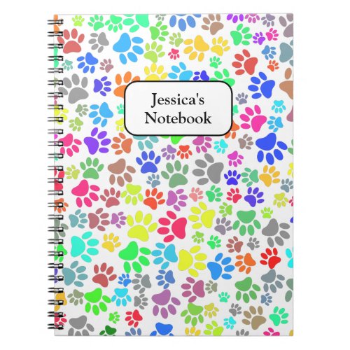 Colorful Puppy Paw Pattern Notebook