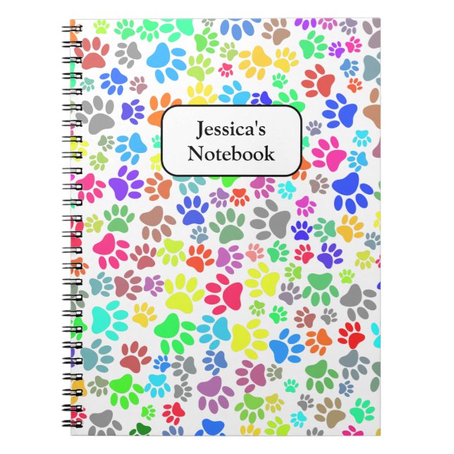 Colorful Puppy Paw Pattern Notebook (Front)