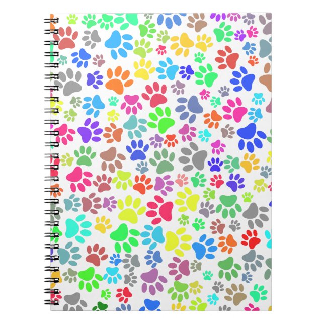 Colorful Puppy Paw Pattern Notebook (Front)