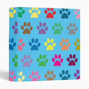 Colorful puppy paw prints binder