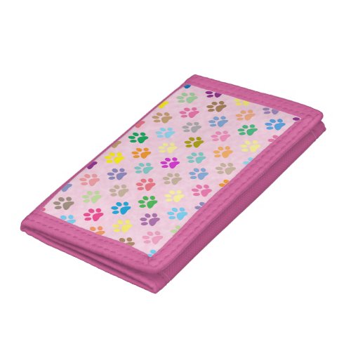 Colorful puppy paw prints tri_fold wallet