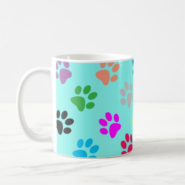 Colorful puppy paws coffee mug (Left)