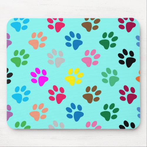 Colorful puppy paws mouse pad